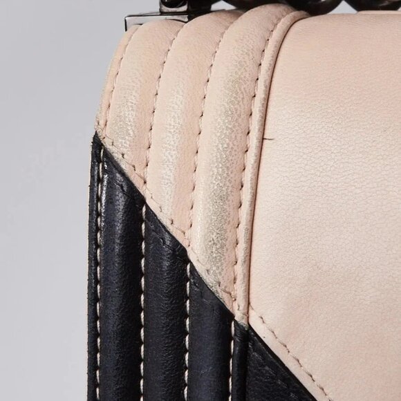 Chanel Bi-Color Beige/Black Leather Medium Boy Bag - Picture 7 of 12